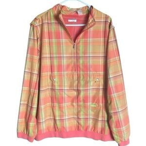 Liz Golf Orange Plaid Windbreaker Pullover Jacket Lightweight Women Plus 3X